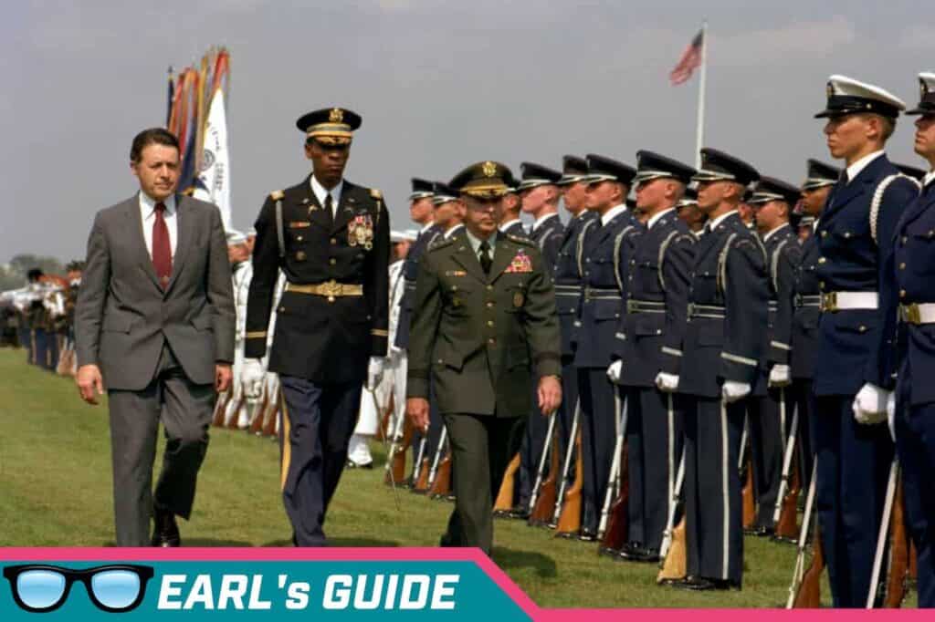 Secretary of Defense Caspar W. Weinberger hosts an Armed Forces Full Honors